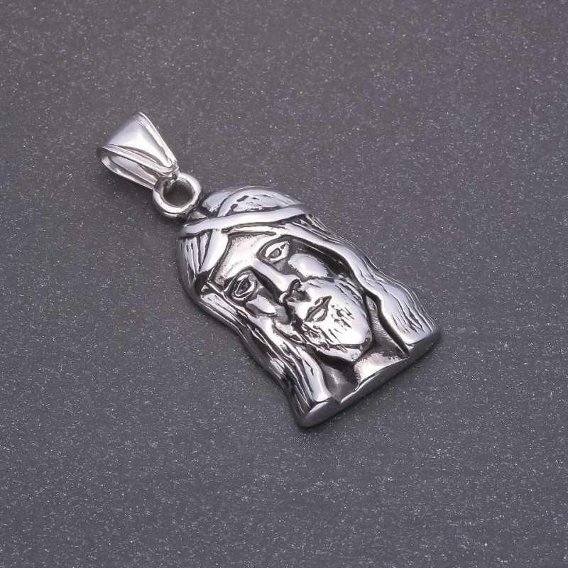 Pendant "Face" Grey Metal 20x37x45mm