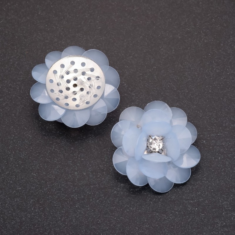 Acrylic Flower Applique, Light Blue, 30mm Diameter