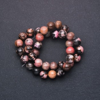 Natural Rhodonite Stone Beads, Smooth Round 10mm, Strand Length approx. 38cm