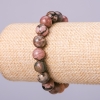 Bracelet natural stone Rhodonite smooth bead, diameter 10mm, length 18cm on elastic
