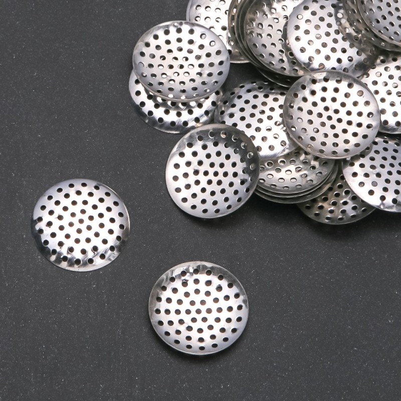 Findings Sieve Brooch Base, diameter 24mm, pack 48pcs