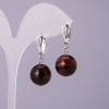 Bull's Eye Natural Stone Earrings, 14mm Diameter, 18mm Length