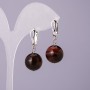 Bull's Eye Natural Stone Earrings, 14mm Diameter, 18mm Length