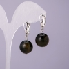 Earrings natural stone Hawk's Eye, diameter 14mm, length 18mm