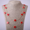 Long Chain Necklace Red Coin, length 66-70cm