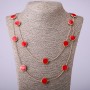 Long Chain Necklace Red Coin, length 66-70cm