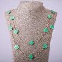 Long Chain Necklace Green "Coin", length 66-70cm