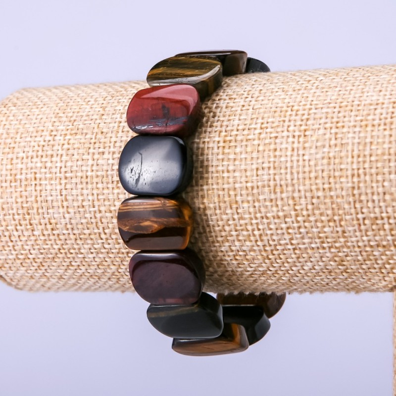 Bull's Eye, Tiger's Eye, Hawk's Eye Natural Stone Bracelet 18x13mm, 18cm circumference, on elastic