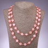Long Pearl Necklace in Pink Mother-of-Pewter Coin, 120cm