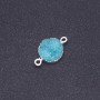 Light Turquoise "Druzy" Connector, Acrylic, "Silver", Diameter 14mm L3mm