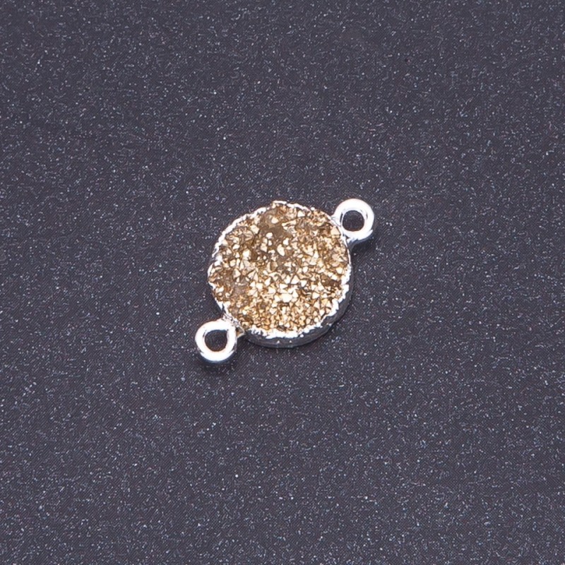 Gold Druzy Connector, acrylic "silver", diameter 14mm L3mm