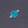 Dark Turquoise "Druzy" Connector, Acrylic, "Silver", Diameter 14mm L3mm