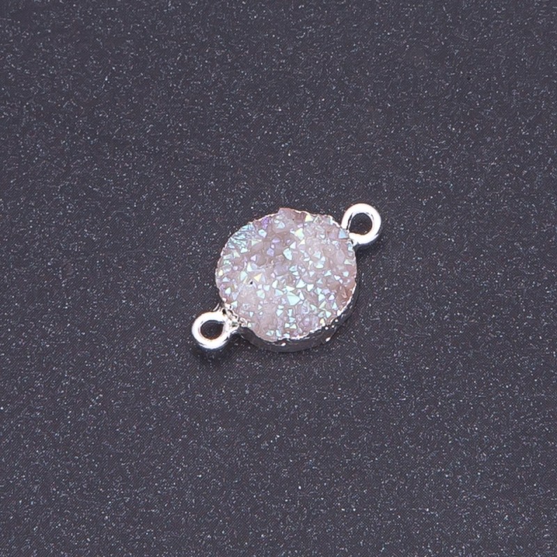 White Space Druzy Connector, acrylic "silver", diameter 14mm L3mm
