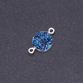 Blue Space Druzy Connector, acrylic "silver", diameter 14mm L3mm