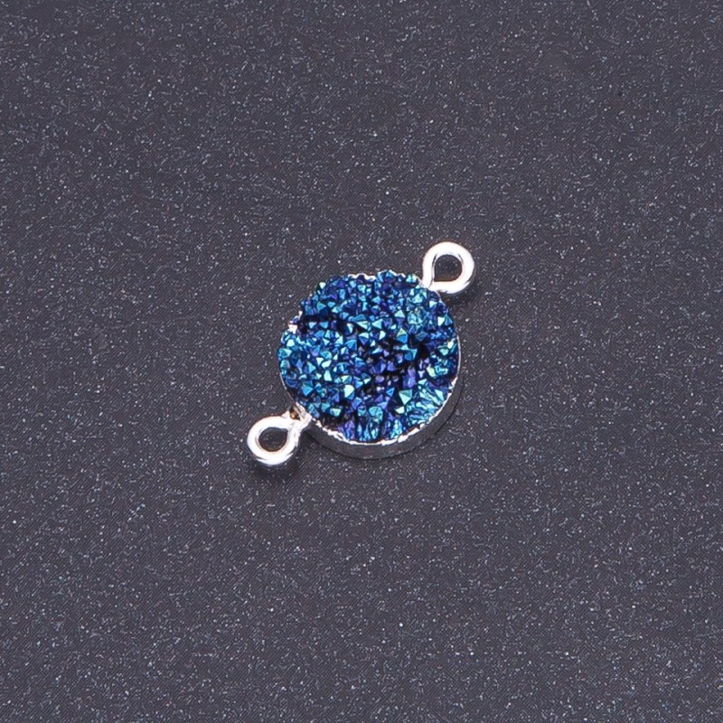 Blue Space Druzy Connector, acrylic "silver", diameter 14mm L3mm