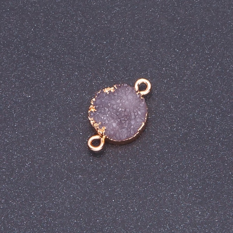 Violet Druzy Connector, acrylic "gold", diameter 14mm L3mm