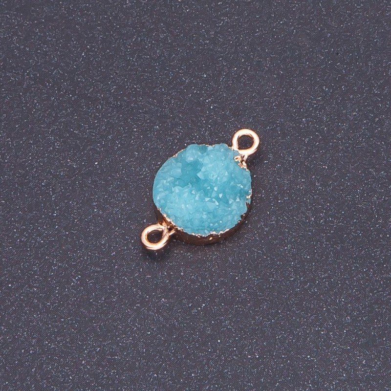 Light Turquoise Druzy Connector, acrylic "gold", diameter 14mm L3mm