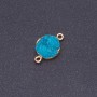 Dark Turquoise Druzy Connector, acrylic "gold", diameter 14mm L3mm