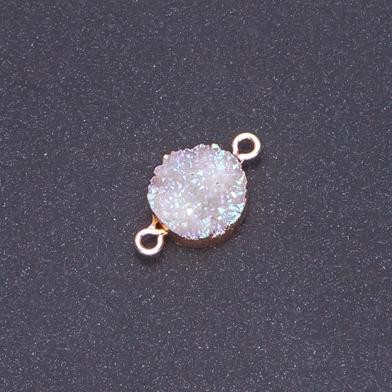 White Space Druzy Connector, acrylic "gold", diameter 14mm L3mm