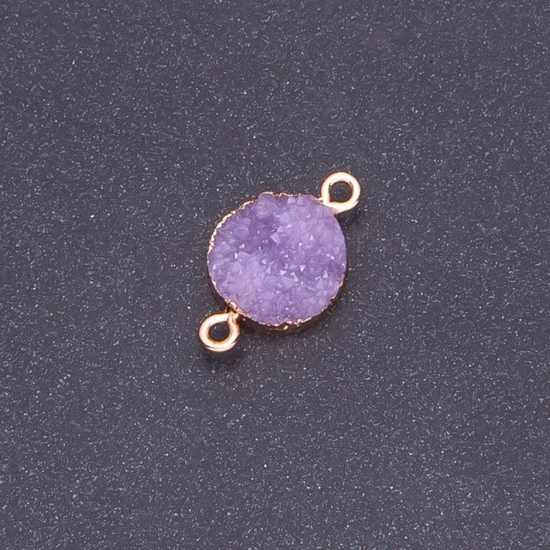 Lilac Druzy Connector, acrylic "gold", diameter 14mm L3mm