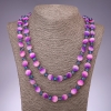 Long Necklace Mother-of-Pearl Purple with Pink Pearl, diameter 12mm, 120cm
