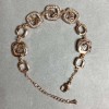 Gold-tone Metal Bracelet with White Rhinestones, 12mm diameter, 16mm +3cm extension chain