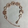 Gold-tone Metal Bracelet with White Rhinestones, 12mm diameter, 16mm +3cm extension chain