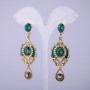 Oriental-style Earrings with Green Crystals, length 65mm