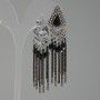 Oriental-style Earrings with Black Crystals, length 70mm
