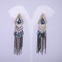 Oriental-style Earrings with Blue Crystals, 70mm long