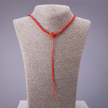 Neck cord red with yellow clasp 60cm