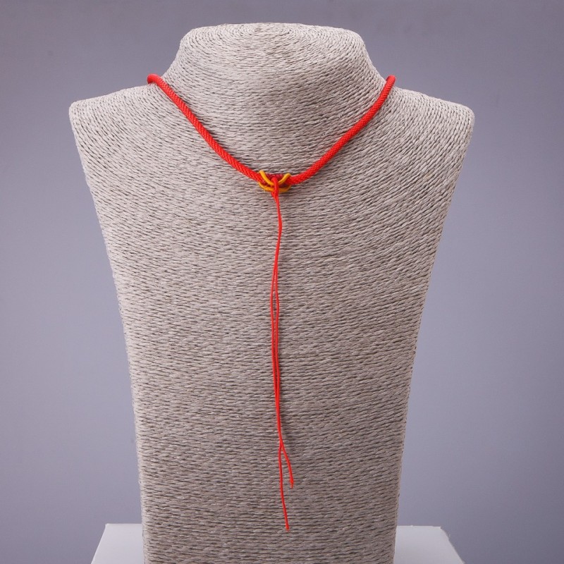Neck cord red with yellow clasp 60cm