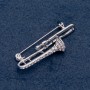 Musical Brooch "Trumpet", 47x14mm, Silver-Coloured Metal