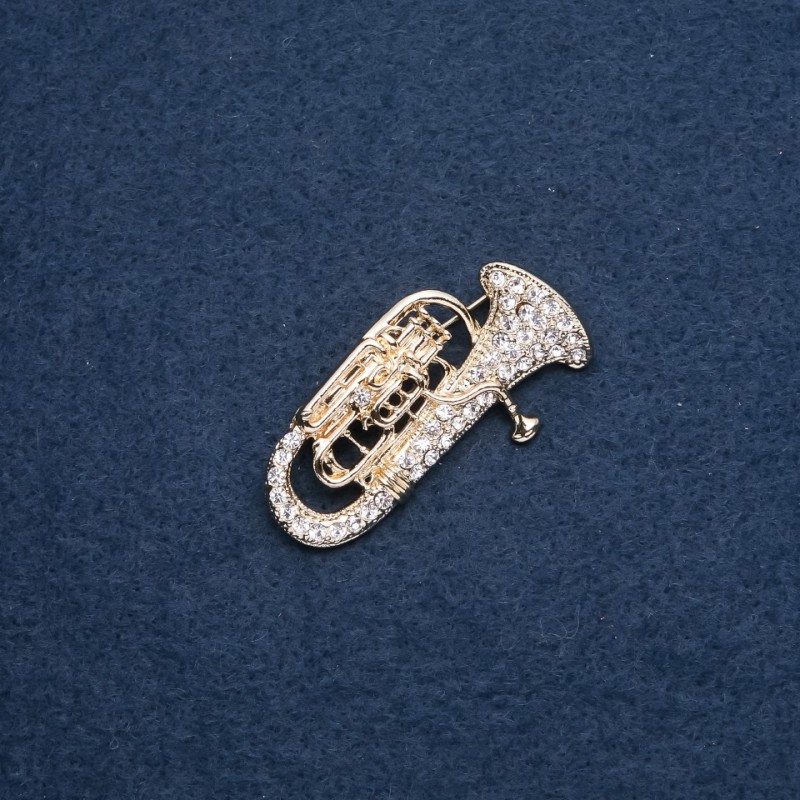 Musical Brooch "Trumpet" 47x26mm, Gold Metal Colour
