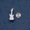 Musical Brooch "Mini Guitar" on Screw Pin, 10x28mm, Silver-Coloured Metal