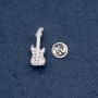 Musical Brooch "Mini Guitar" on Screw Pin, 10x28mm, Silver-Coloured Metal