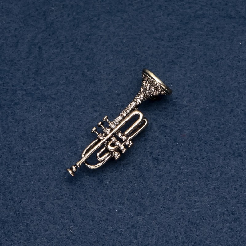 Musical Brooch "Trumpet" 48x16mm, Bronze Metal Colour
