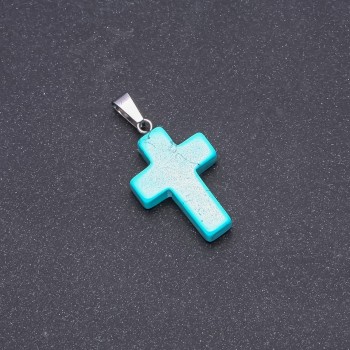 Cross Pendant, Turquoise (Pressed) 25x18mm