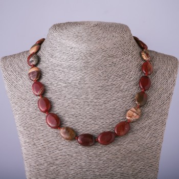 Natural Red Jasper Necklace "Oval", 18x14mm Diameter, 45cm Length