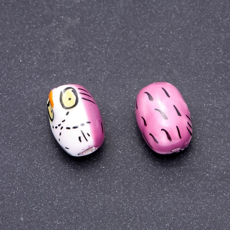 Findings Ceramic Bead "Owl" Lilac, pack of 2pcs, 22x16mm