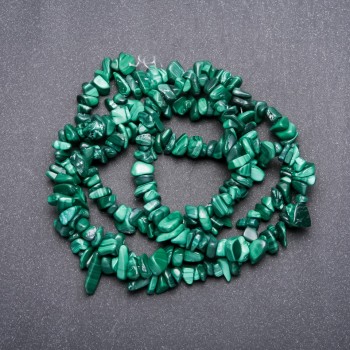 Malachite Beads, Natural Stone on Fishing Line, Diameter 6x3mm+/-, Length 82cm+
