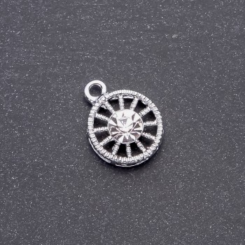 Round Pendant with White Rhinestone, Diameter 15mm, L0mm
