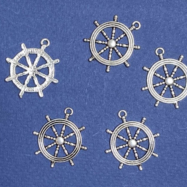 “Ship’s Wheel” Pendant Finding, 25x28mm, Pack of 10