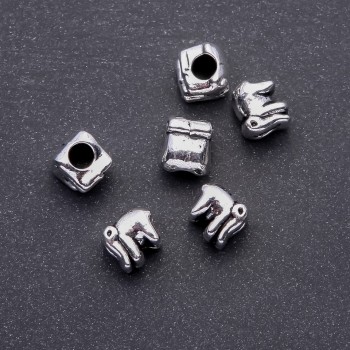 Elephant Pandora-Style Bead Charm, 11x10mm, 5mm Hole, Pack of 20g (approx. 6pcs)