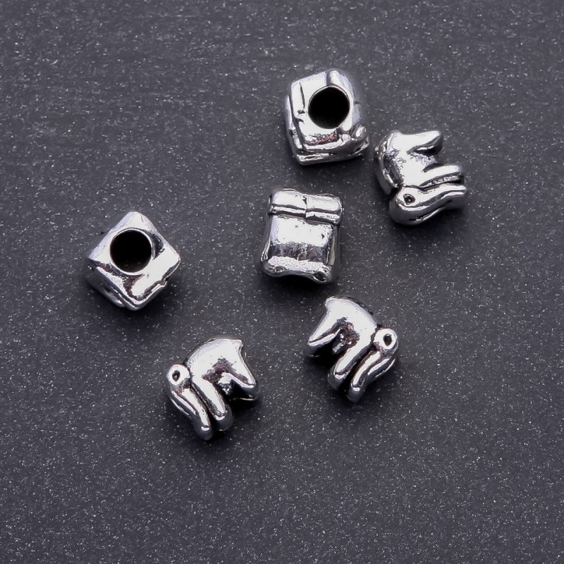 Elephant Pandora-Style Bead Charm, 11x10mm, 5mm Hole, Pack of 20g (approx. 6pcs)