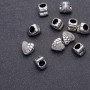Pandora Heart Bead Insert, 10x9mm, hole 4.5mm, packaged 20g ± 11 beads