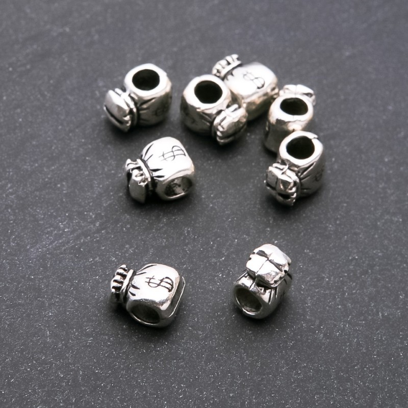 Money Bag Pandora-Style Bead Charm, 11x9mm, 4.5mm Hole, Pack of 20g (approx. 8pcs)