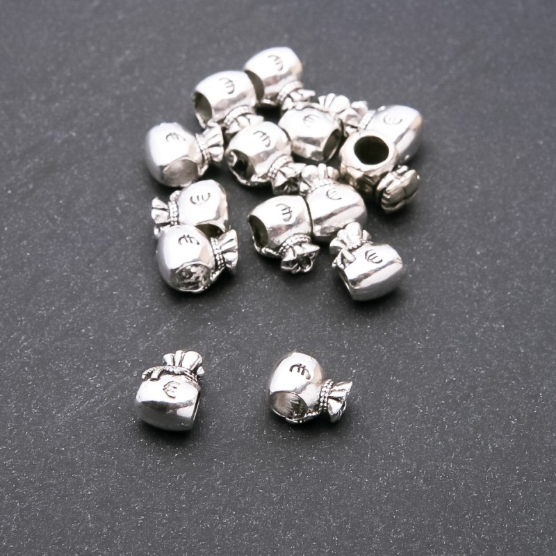 Bead Insertion 'Pouch' in Pandora European Style, diameter 10x8mm, inner hole 4.8mm, packaged 20g ±9 beads