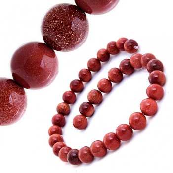 Natural Stone Beads on Thread Aventurine Golden Sand 12mm, length 36.5cm