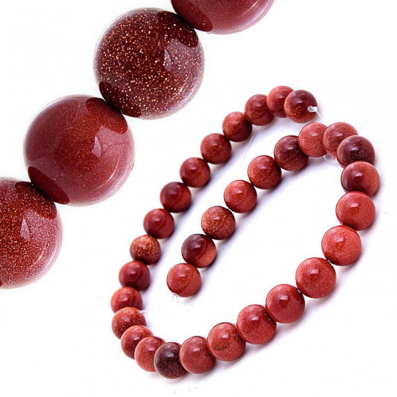 Natural Stone Beads on Thread Aventurine Golden Sand 12mm, length 36.5cm
